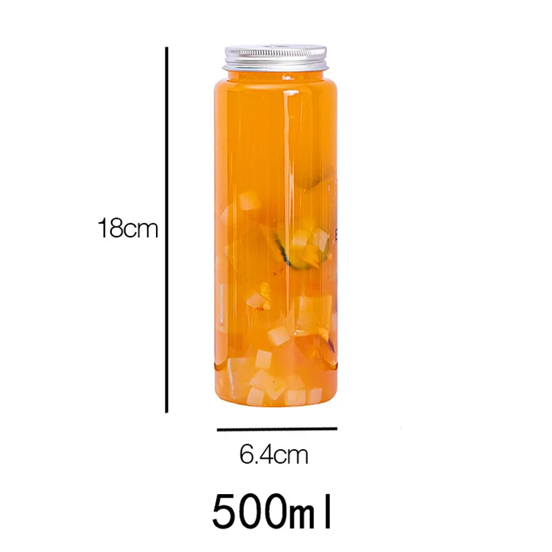 500ml Bubble Tea Bottle Disposable Plastic Juice Bottle Drinking Takeout Beverage Bottles 20pcs/pack plastic cups