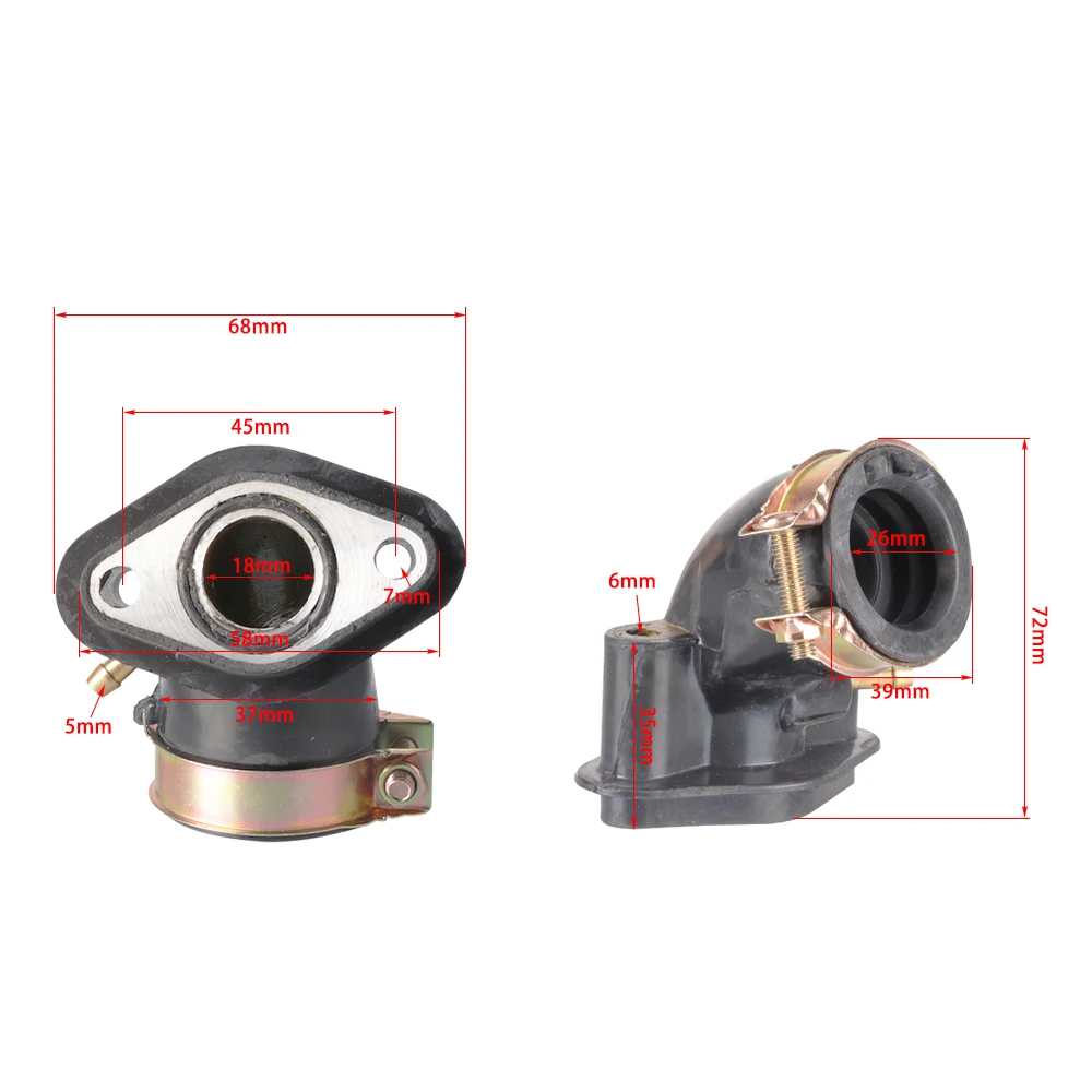 18 mm Vergaser-Ansaugkrümmer für 4-Takt 49 cc 50 cc Motor Taotao Scooter Go Kart Moped Quad Bike Motorrad Motocross Teile – Detail 4