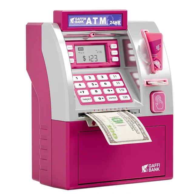 Smart Electronic ATM Bank Toys for Kids Interactive Coin Bill Saving Toy with Password Swipe Card Counting Features 5