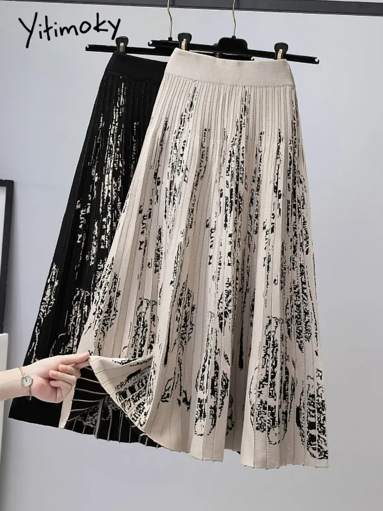 Yitimoky Vintage Pleated Skirt Women Fall Winter 2022 New French Style