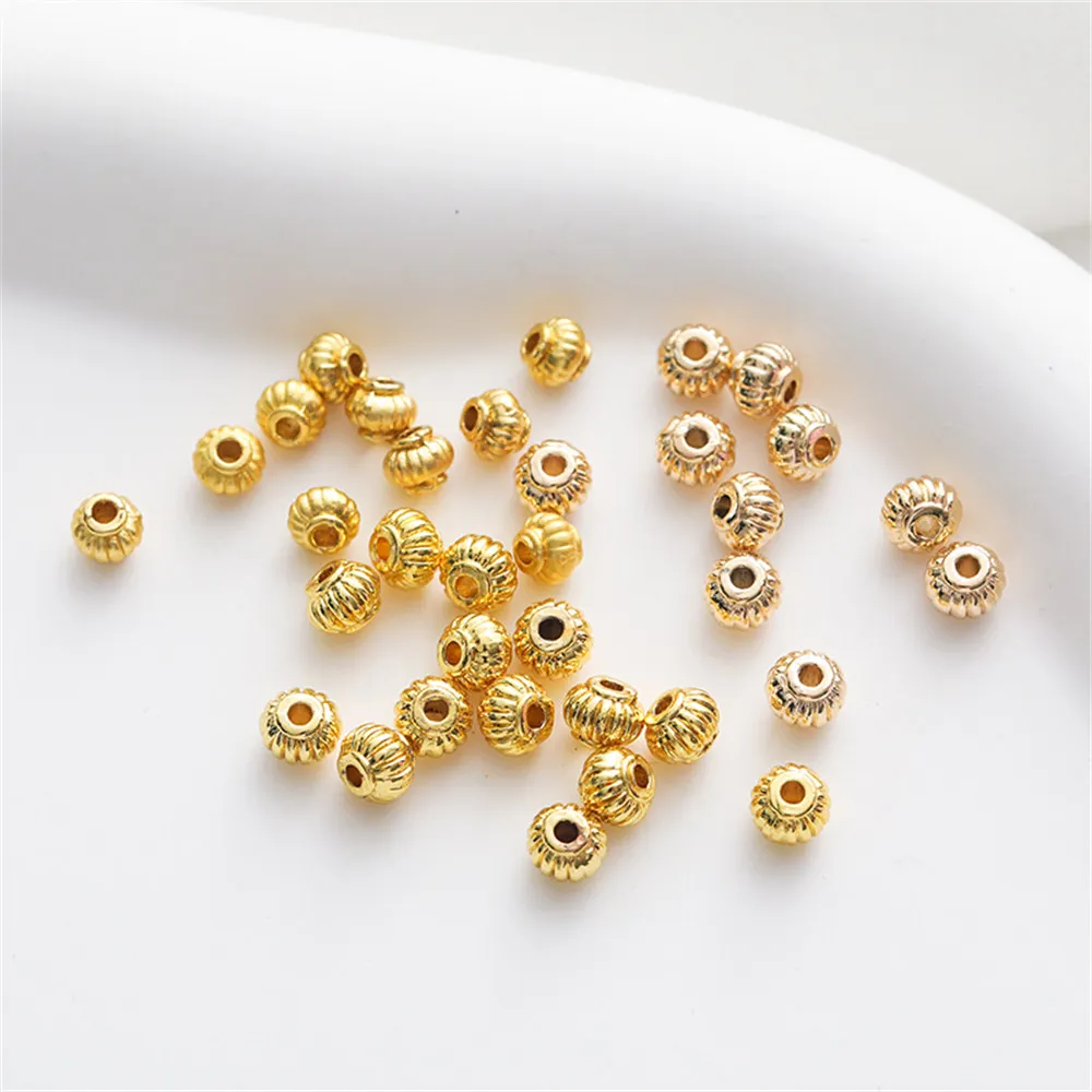 

4x5MM Pumpkin Beads Lantern Beads 14K Gold Plated Spacer Bead DIY Jewelry Making Components Bracelets Accessories