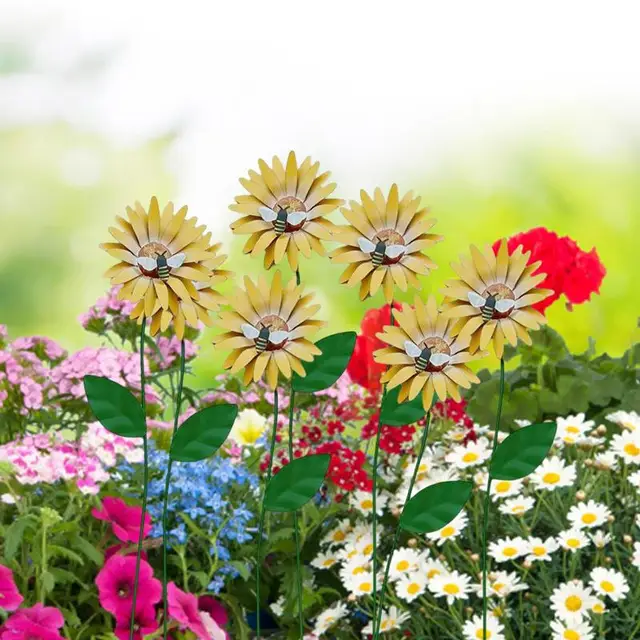 Kerti Tét Dekoratív Rozsdamentes Fémvirág Fém Virágbot Dekoráció Virágok Vízbiztos - Image 2