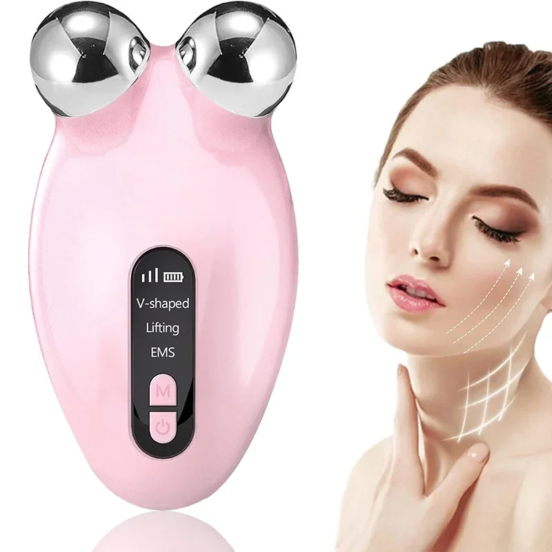 Multi functional vibration micro current massager for home use, lifting, firming, constant temperature facial beauty device
