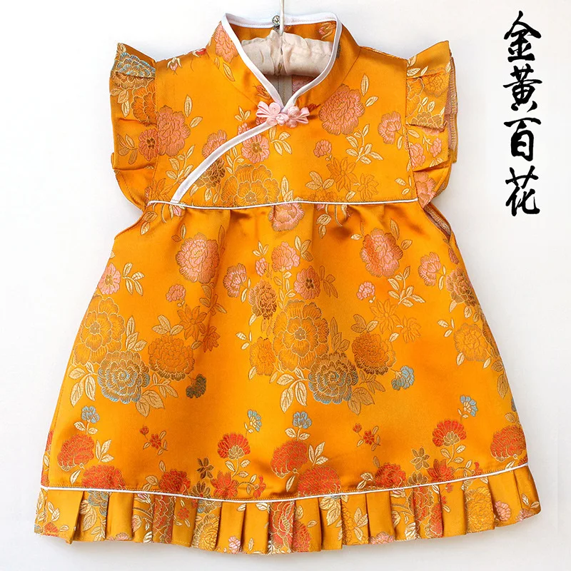 2022 New Summer Floral Girls clothes sets outfits infant suits New Year Chinese tops dresses short pants cheongsam - Image 5