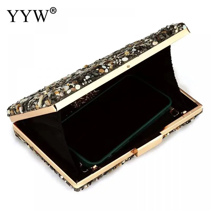 Fashion Perspex Geometric Evening Clutch Bag Colorful Acrylic Women Handbag Elegant Wedding Banquet Prom Metal Chain Purse Box