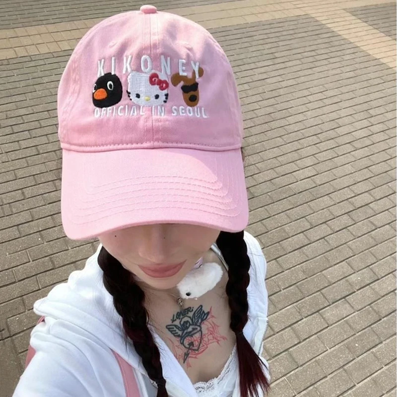 Hello Kitty Sanrio Baseball Cap Kawaii Y2K Cartoon Cute Anime Student Adult Outdoor Sports Duck Tongue Cap Toys Girls Gifts