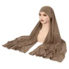 Cristal chanvre femmes Hijab couleur unie musulman dames Turban doux élastique foulard moyen-orient tête enveloppement foulard