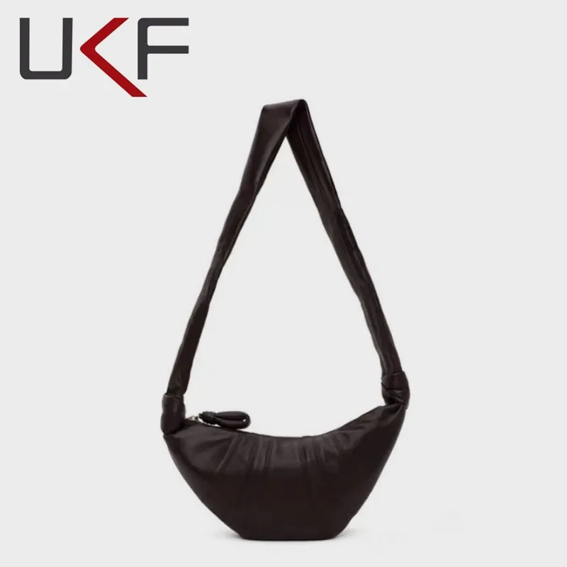 

UKF New Design Niche Handbags Sheepskin Knotted Croissant Fashion Chest Bag Shoulder Messenger Croissant Bag Crossbody Bag