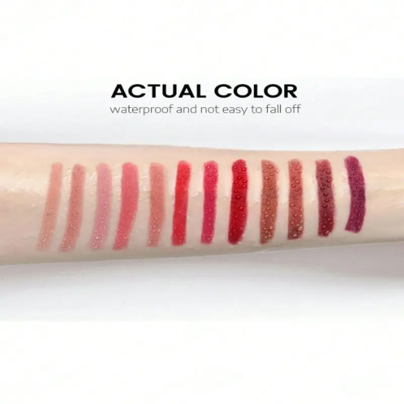 12Colors Waterproof Long Lasting Matte Lip Liner，Natural, Easy to Color, Non-smudge, Durable, Suitable for Daily Makeup