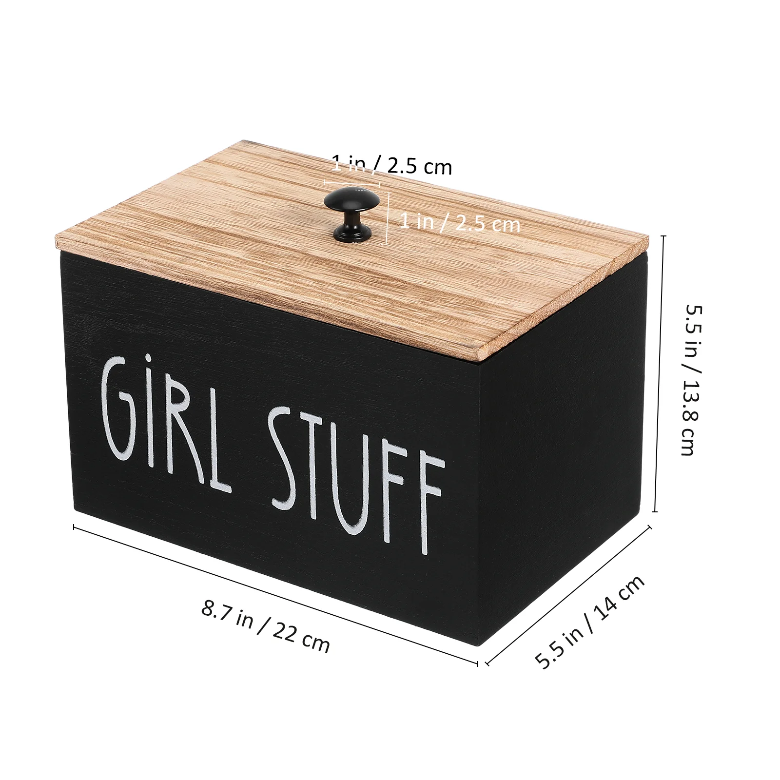 Sanitary Napkin Storage Box Cotton Pads Holder Period Organizer Desktop Makeup Wooden Bin With Lid 3