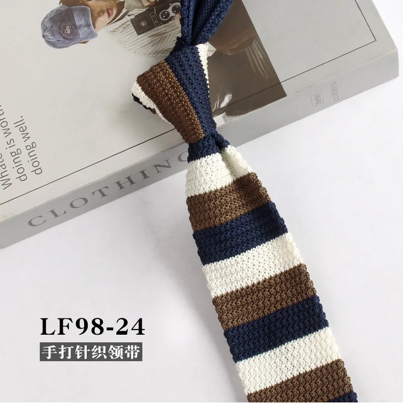 New Trendy British Casual Knitted Ties For Men Narrow Flat 6cm Width Striped Neckties College Boys Shirt Accessories Suit Cravat