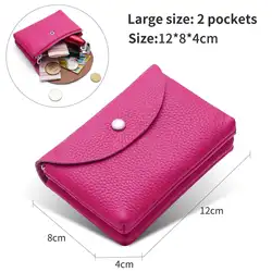 Personalized Genuine Leather Coin Purse with Soft Cowhide Card Holder Wallet (Double rose pink)