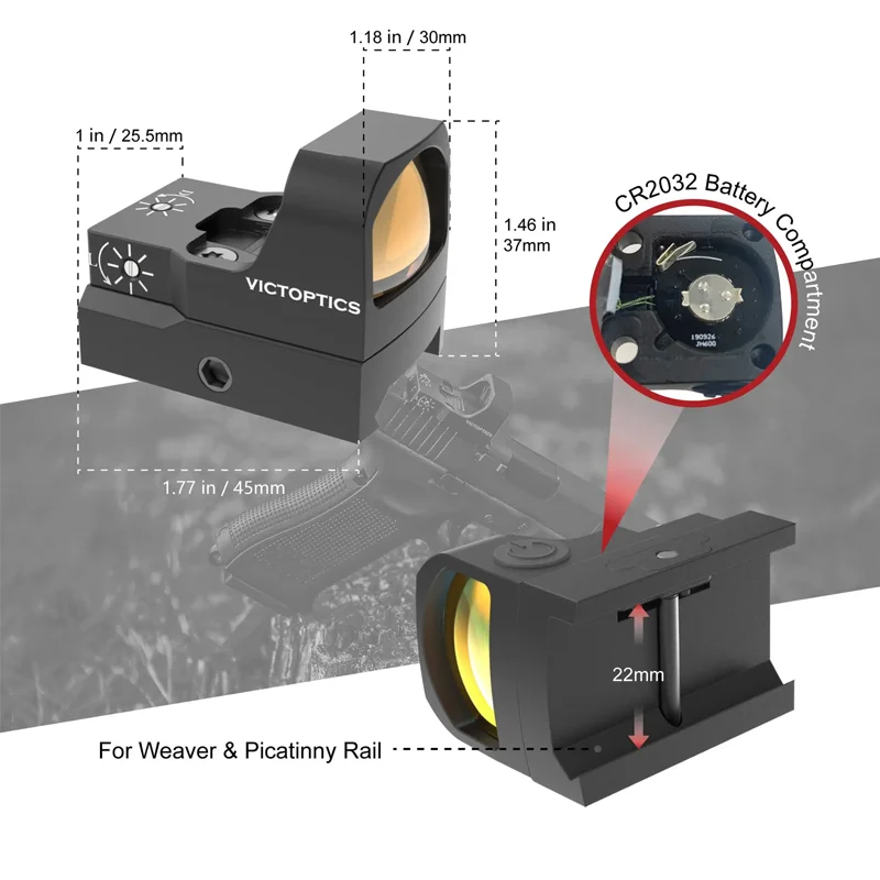Victoptics 1X17X26 Red Dot Sight 21Mm Mount for Hunting Tactical