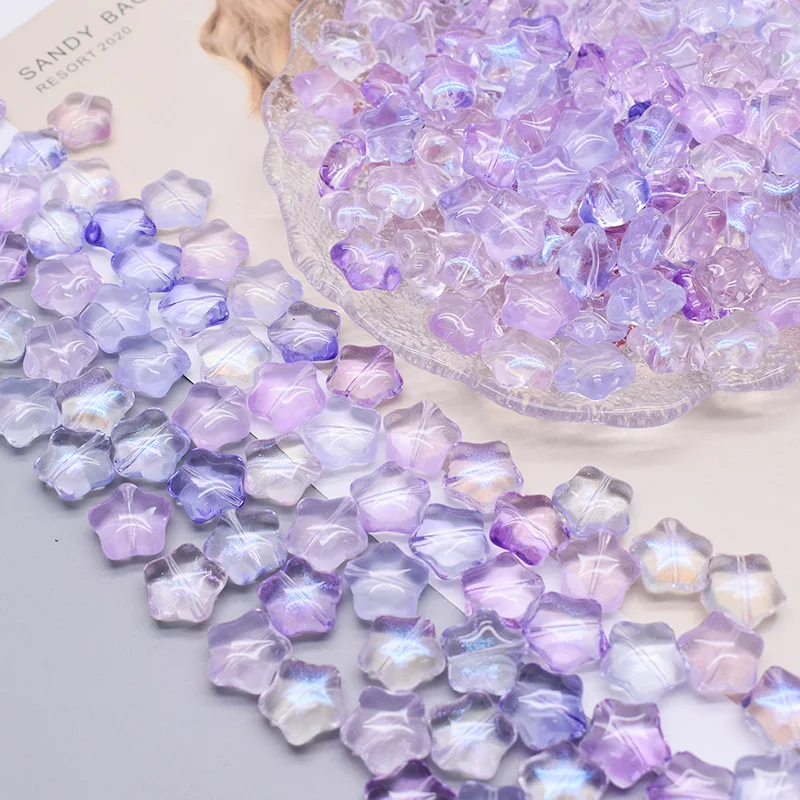 Colorful Five-Pointed Star Glass Beads - Set of 10