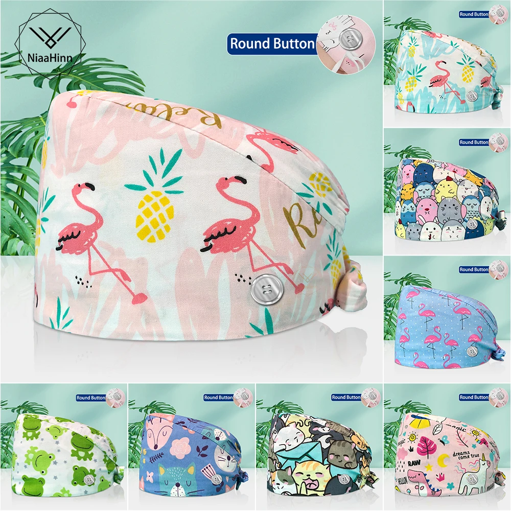 

Дышащая впитывающая пот мультяшная Кепка для ухода за домашними животными высококачественные скрабы шляпа Клиническая Операционная Женская Рабочая кепка