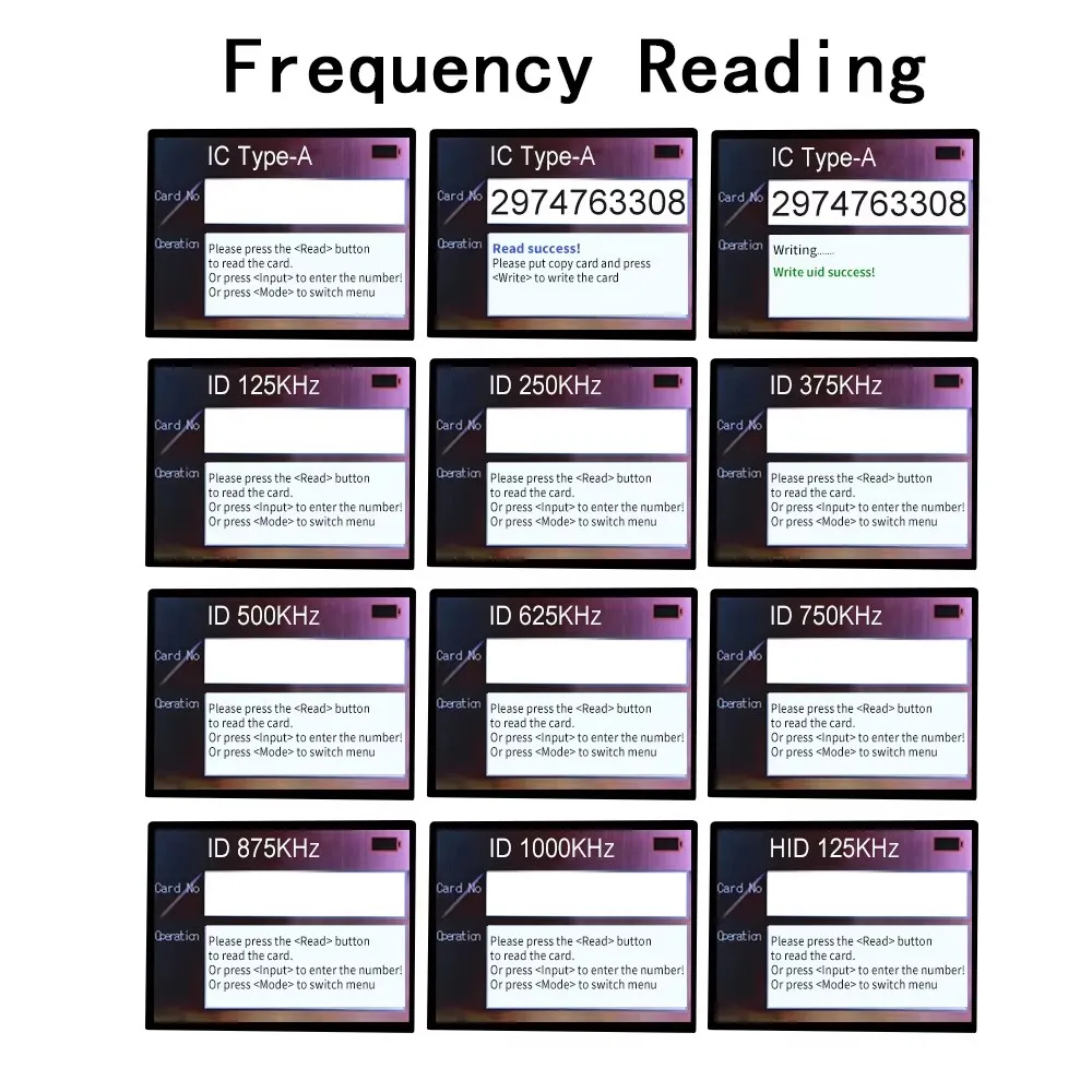 10 Frequency English Version RFID Smart Copier 13.56Mhz UID CUID Chip Card Clone Copier 125KHz T5577 Key Card Reader Programmer 2