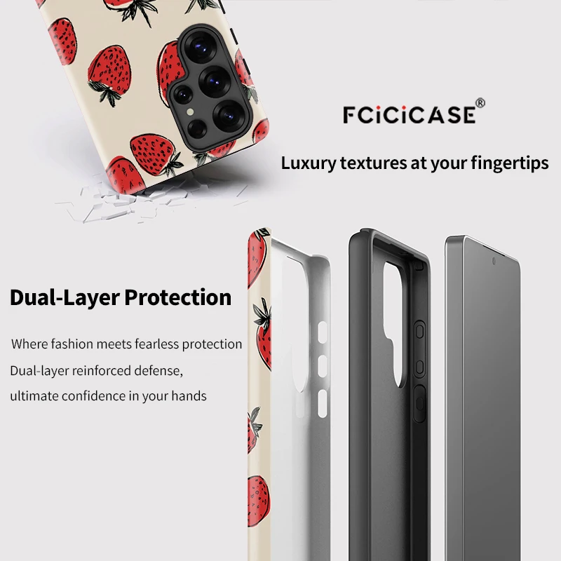 Strawberry Print Dual Layer Protective Acrylic PC Cover