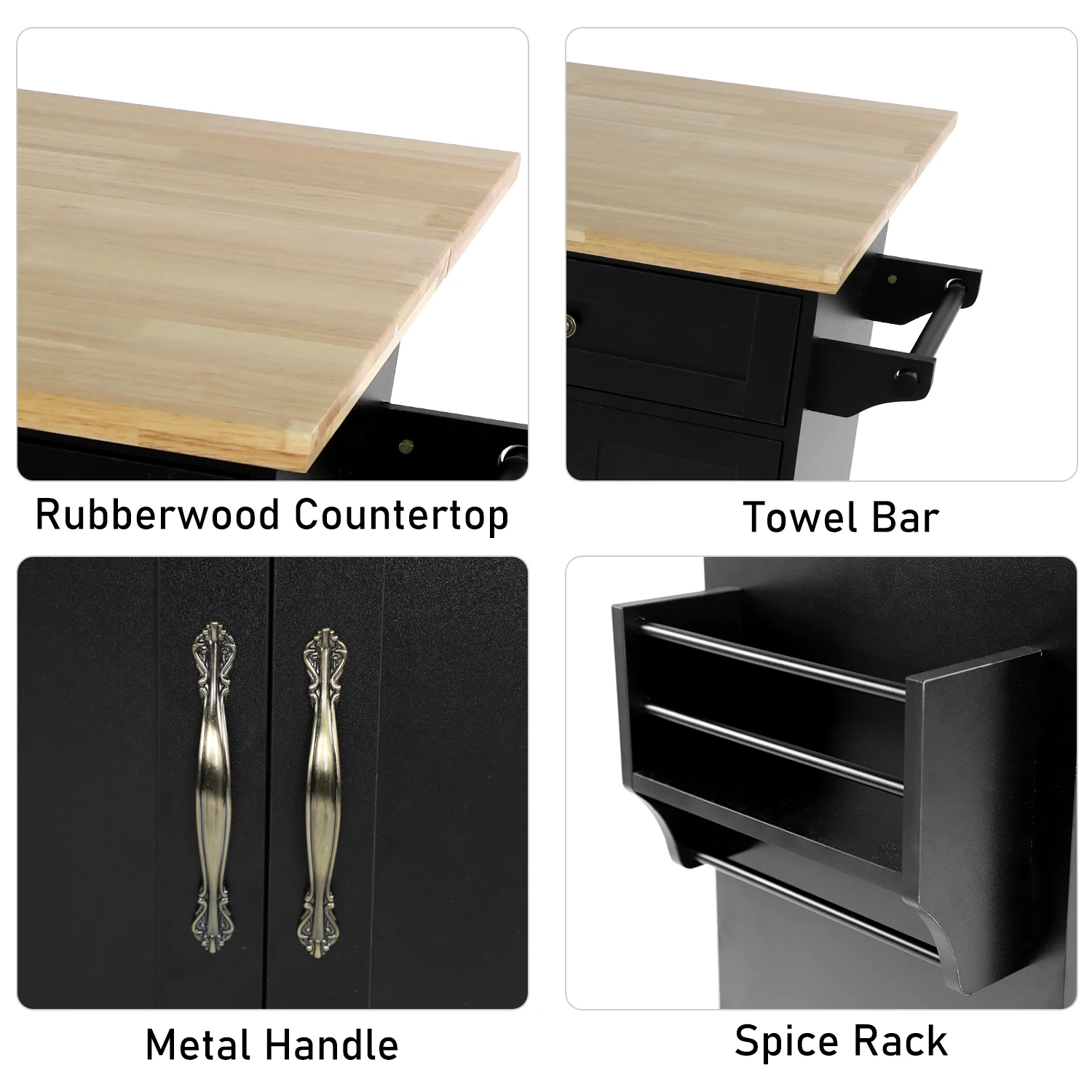 Rolling Kitchen Island with Trash Cabinet 5