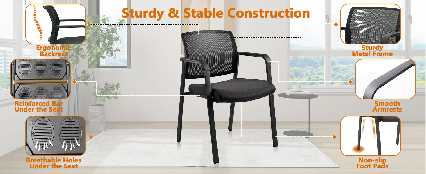 Mesh Back Stacking Arm Chairs