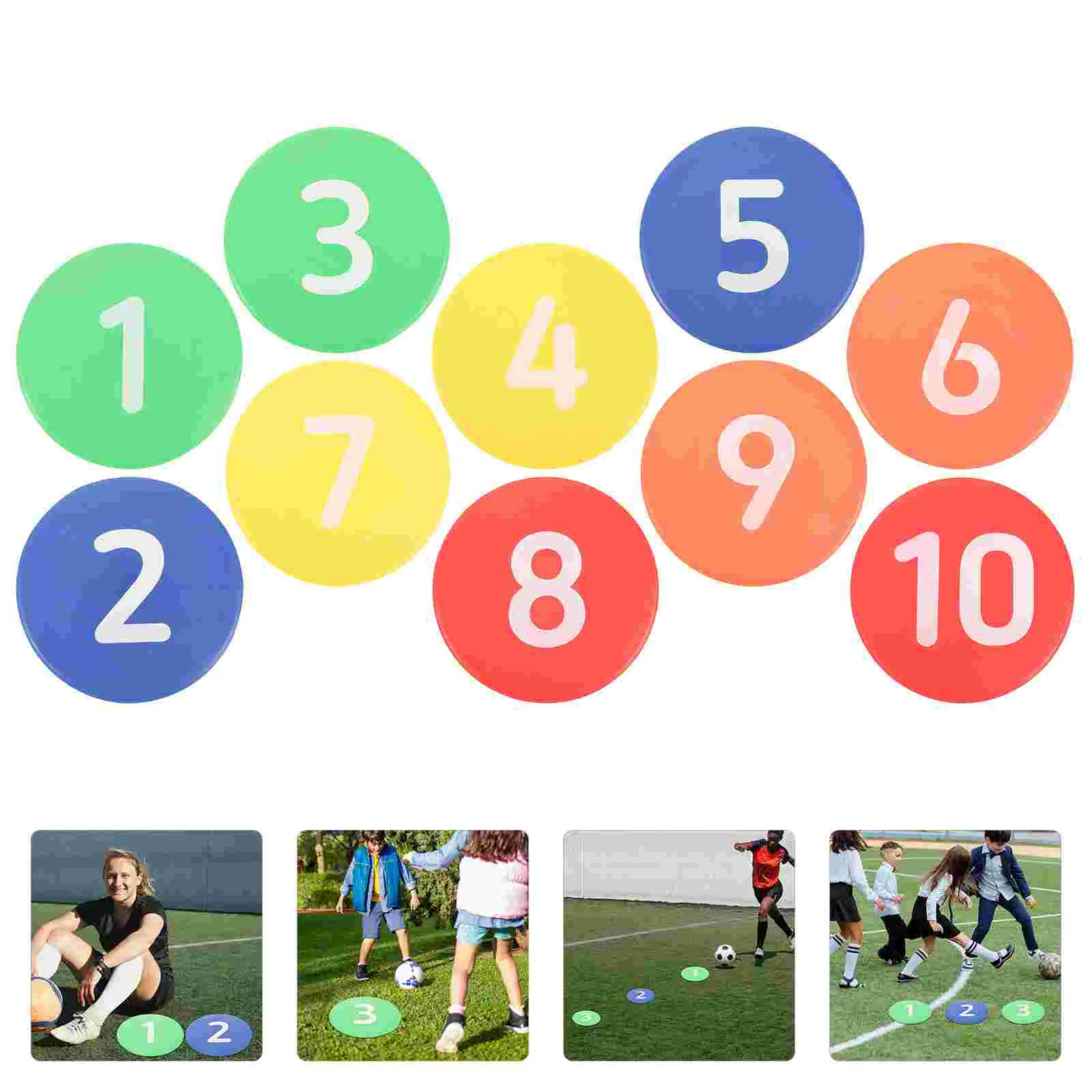 

10 Pcs Number Marking Plate Soccer Equipment for Training Classroom Floor Dots Tpr Multi-function Agility Sign Pad