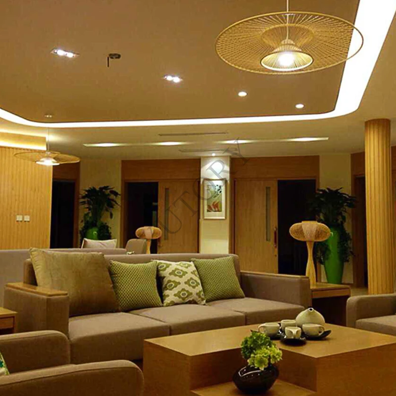 Chinese-style bed and breakfast restaurant living room bedroom tatami ceiling lamp bamboo weaving