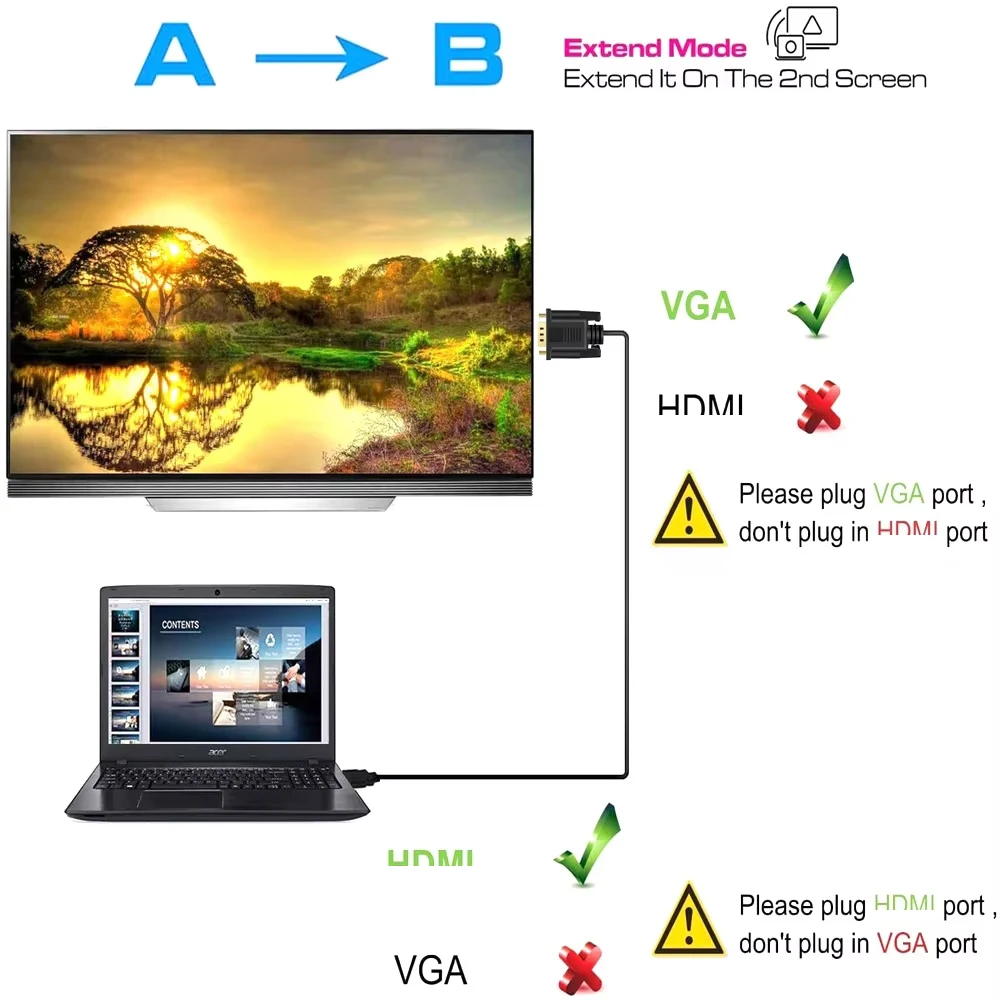 Cavo Da DVI A VGA 1M - Adattatore Unidirezionale Maschio-Maschio, Placcato Oro, 1080p - Foto 4