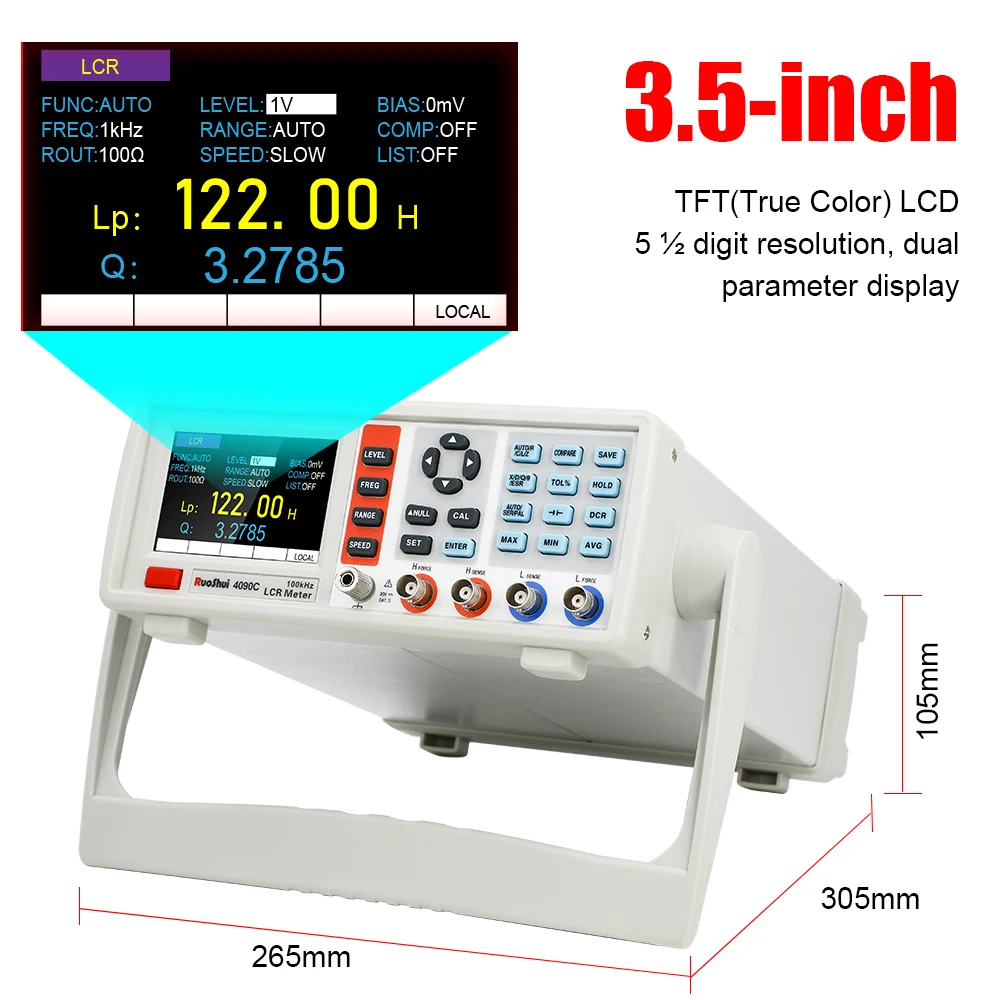 RuoShui 4090 Digital LCR Meter Desktop Capacitance Resistance Impedance Inductance Measure Instrument Electric Bridge Component 2