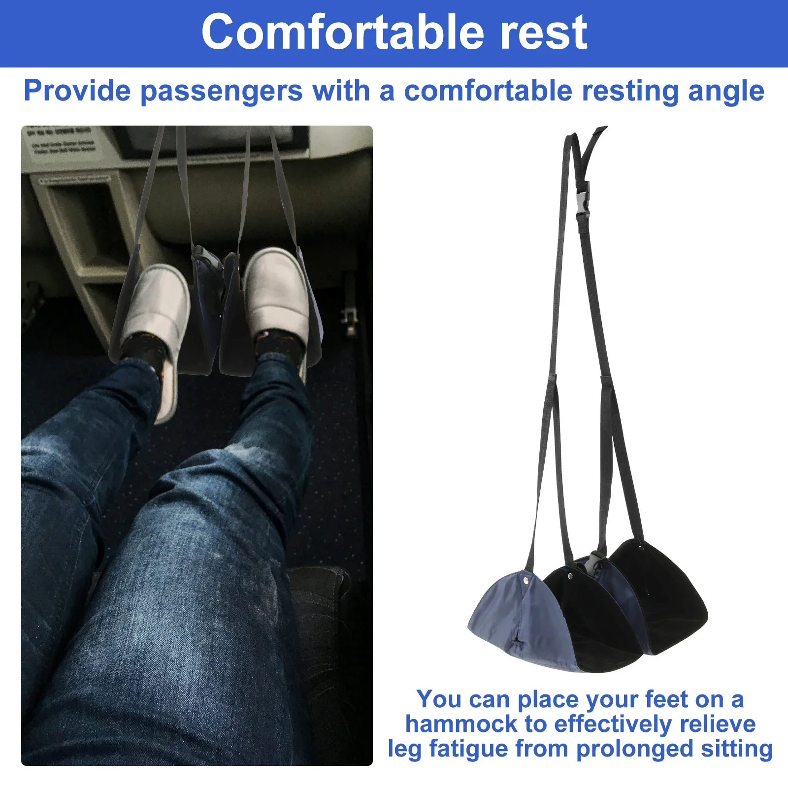 2Pcs Portable Foot Hammock Suspended Adjustable Travel Hammock Office Desk Foot Rest with Storage Bag Car Airplane Foot Hammock 4