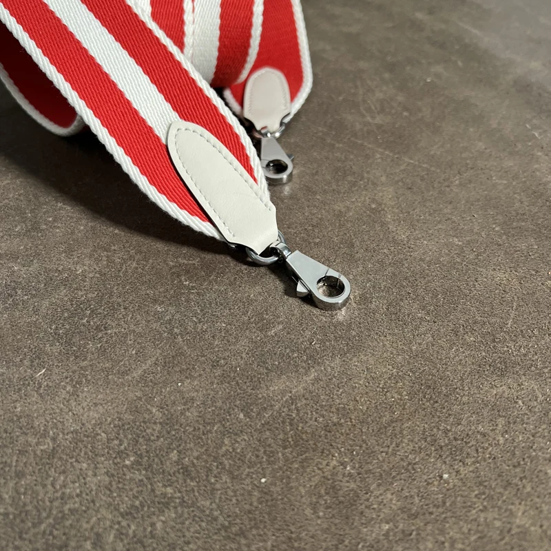 New 2 inch Wide Striped High-Quality Canvas Strap Paired With Cowhide Material Hand Sewn Suitable For Kelly Bag Shoulder Straps