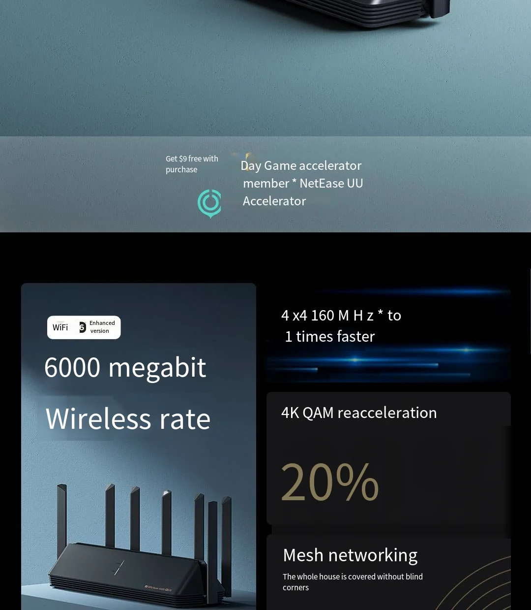 Xiaomi Router AloT Wifi6 AX6000 160MHZ 4K QAM 512MB Gigabit Vpn Office Home UseMesh Repeater External Signal wifi signal booster wifi range extender wifi repeater wireless router wifi router