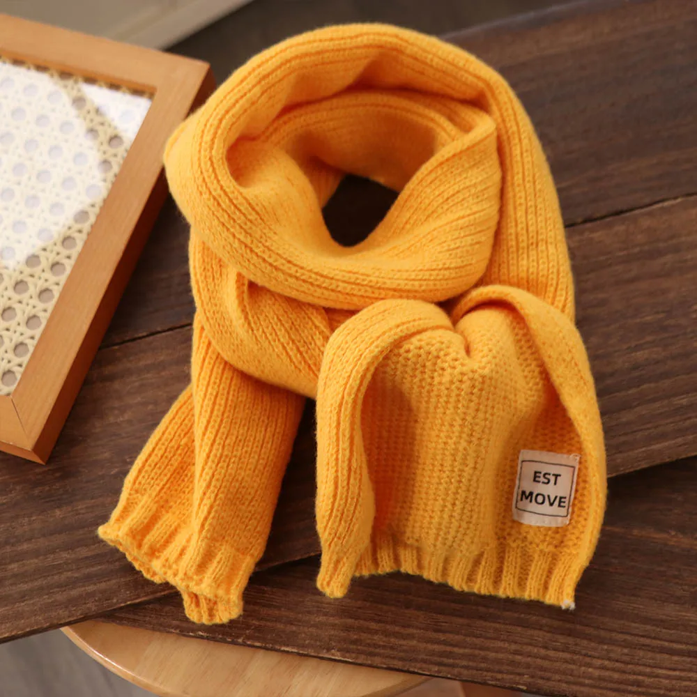 간단한 한국 스타일 소년 소녀 스카프 캐주얼 가을 겨울 어린이 니트 스카프 방풍 따뜻한 양모 뜨개질 스카프