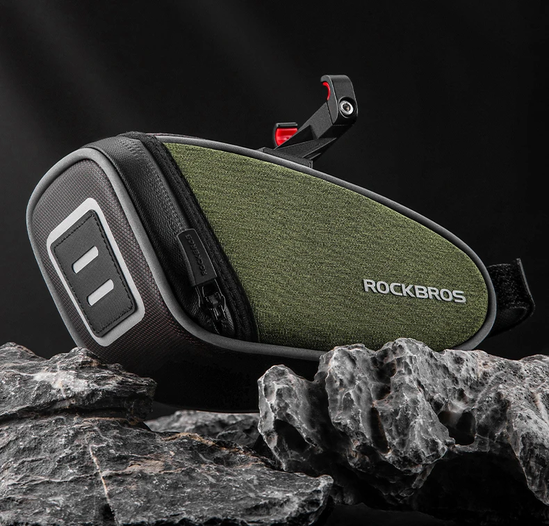 ROCKBROS Fahrrad-Satteltasche, wasserdichte Fahrrad-Sitztasche, 0,45 l, leichte kleine Fahrradtasche, Sattelstütze, Rucksack, hintere Tasche, Pannier – Detail 4