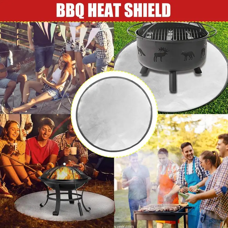 Fireproof 36 Inch Grill Mat Round Pad Outdoor Deck Protector Heat Resistant  Shield Protects Splashes Oil-Proof Waterproof - AliExpress