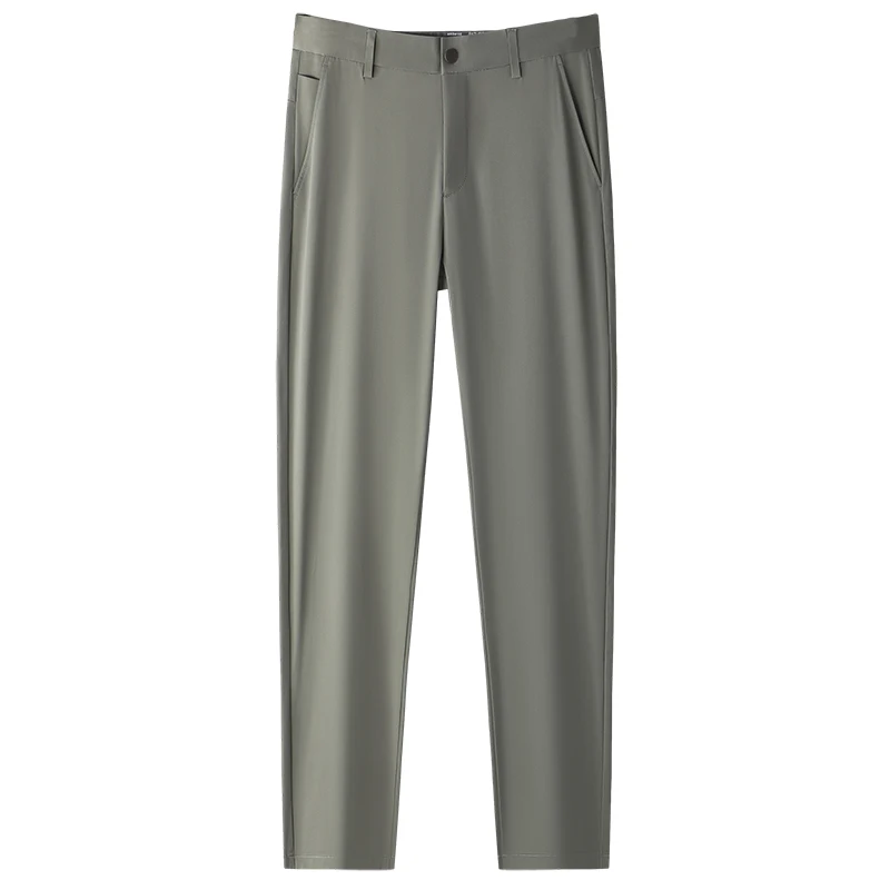High-End Ice Silk Thin Casual Pants Men's 2024 Spring and Summer New Fashion All-Match Straight Slim Stretch Business Long Pants