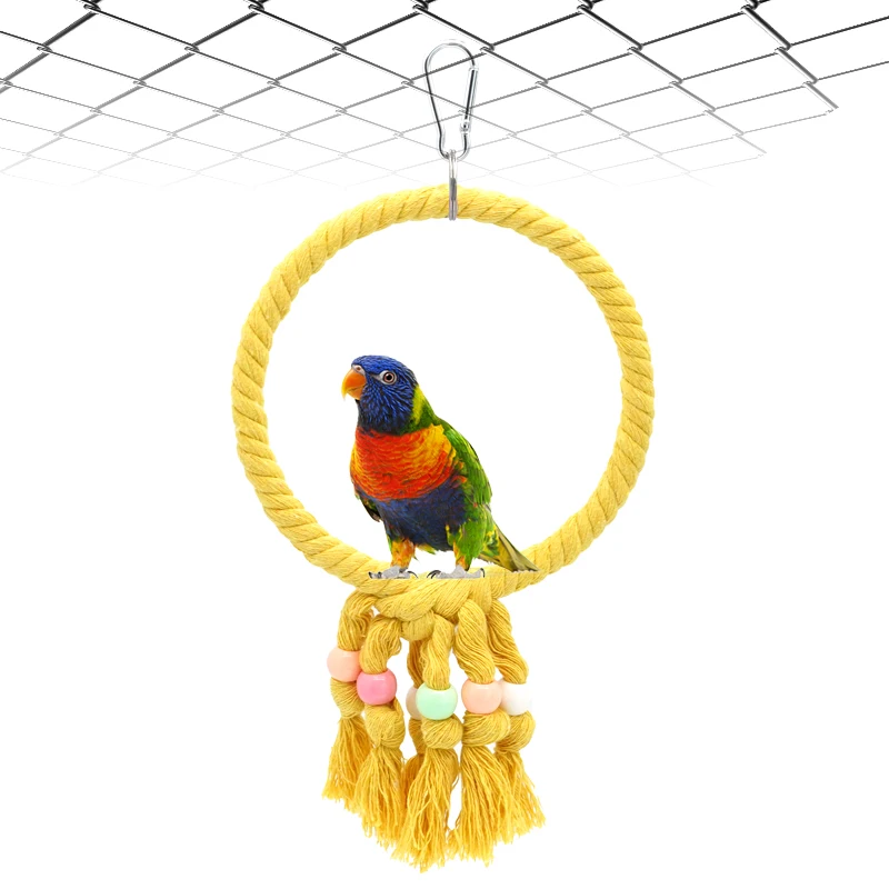 

Pet Bird Chewing Toy Cotton Rope Parrot Toy Bite Bridge Bird Tearing Toys Cockatiels Training Hang Swings Birds Cage Supplies