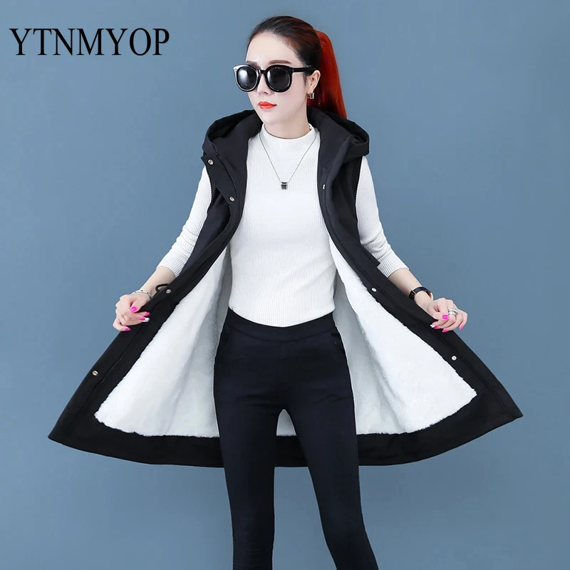 

Long Waistcoat Autumn Warm Vests Jackets Women Winter Oversized L-5XL Slim Fashion Sleeveless Parka Office Lady