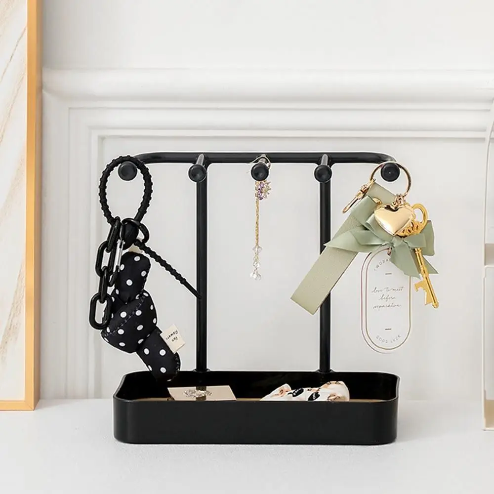

Деревянный стеллаж для хранения ювелирных изделий, стеллаж для ключей из полипропилена с ящиком для хранения, настольная стойка для организации, Настольные принадлежности, органайзеры для девочек