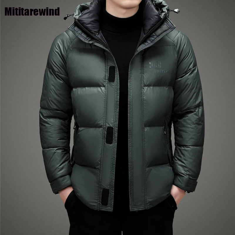 

2023 Winter New Men Parkas Youth Daily Casual Parkas Coat Solid Zipper Thick Hooded Padded Jacket Korean Fashion Warm Outerwears