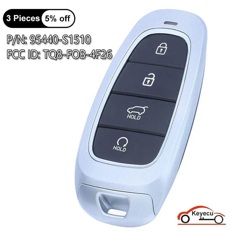 Keyecu 4 Pulsanti 433Mhz Id47 Chip Per Hyundai Santa Fe 2021 2022 Auto Smart Remote Control Key Fob Muslimfcc # Tq8-Fob-4F26