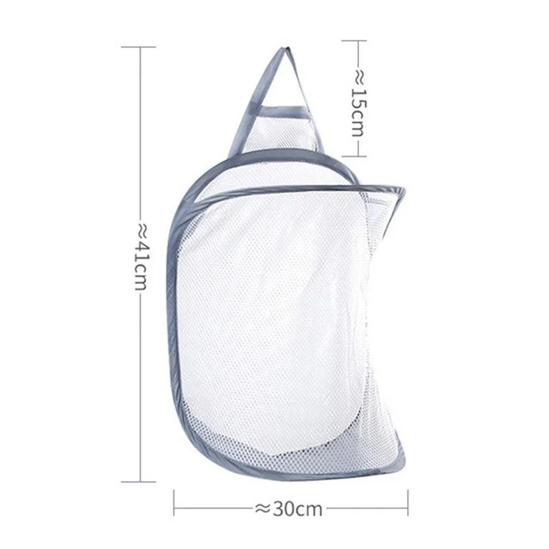 Portable Folding Laundry Basket Storage Bag Dirty Clothes Bathroom Clothes Mesh Storage Bag Home Wall Hanging Basket Bucket