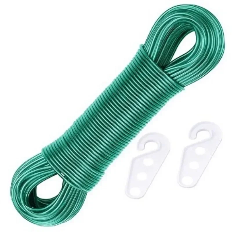 50M Washing Lines Long Rope Drying Clothes Hangers Steel Wire Lines PVC Camping Outdoors Garden Travel Supplies for Clothesline 2