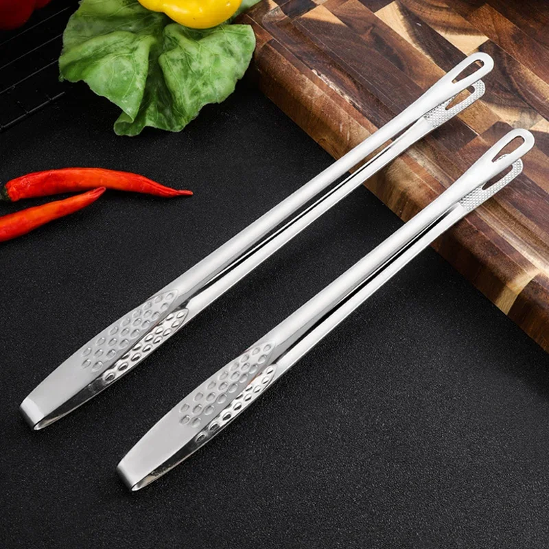 Food Tongs Stainless Steel Barbecue Tongs Meat Salad Food Serving Tweezers Long BBQ Grill Cooking Kitchen Utensils food tongs