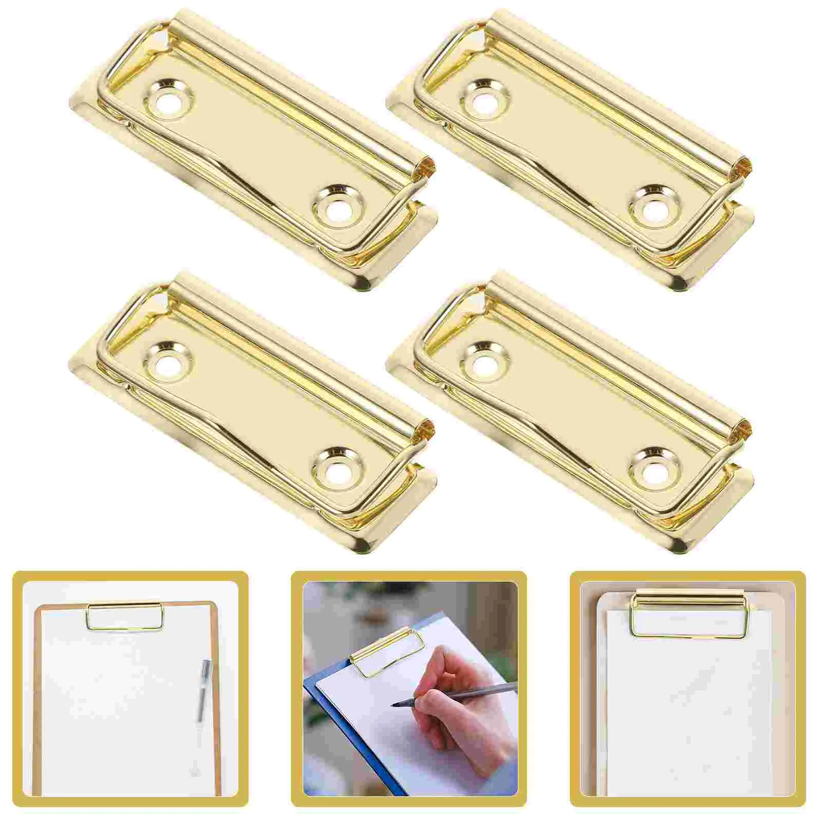 

Stobok Clip Boards Clipboard Clips 4Pcs Clipboard Clamps Metal Hardboard Clips Hook Mountable Clipboards Hardware Hanging Hole