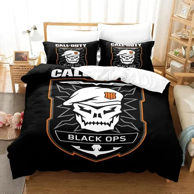 Call of Duty Black Ops Logo Bedding Set Duvet Cover Bed Set Quilt Cover Pillowcase Comforter US King Queen Size Bed Linen COD