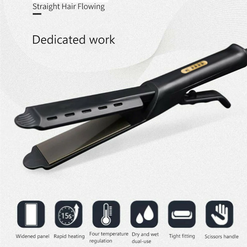 Hair Straightener Ceramic Tourmaline Ionic Flat Iron Hair Straightener Widen Panel For Women 6