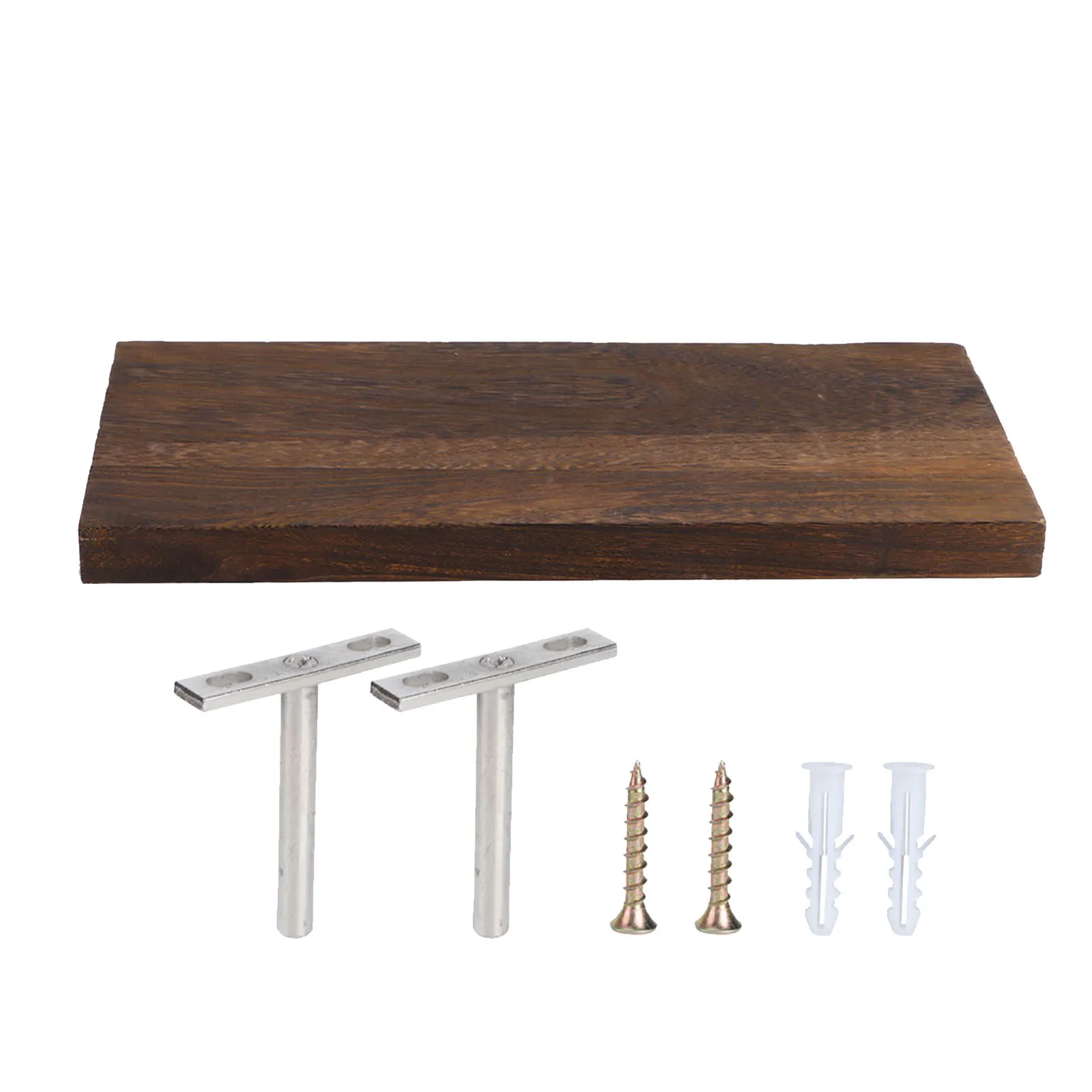 eSituro Set di 4 Mensole da Muro, Scaffali da Parete in Legno Massello, Mensola da Parete con Staffa Invisibile per Camera da Letto, Cucina, Soggiorno, Legno Naturale, 40x19x3,5cm