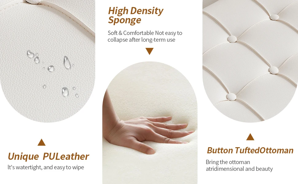 leather bench white details