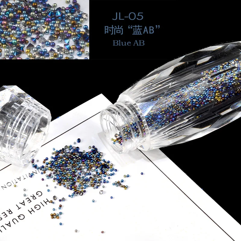 1 Bottle Mini Caviar Beads Crystal Tiny Rhinestones Glass Micro Bead for 3D Glitter Nail Art Decorations DIY Manicure Tools