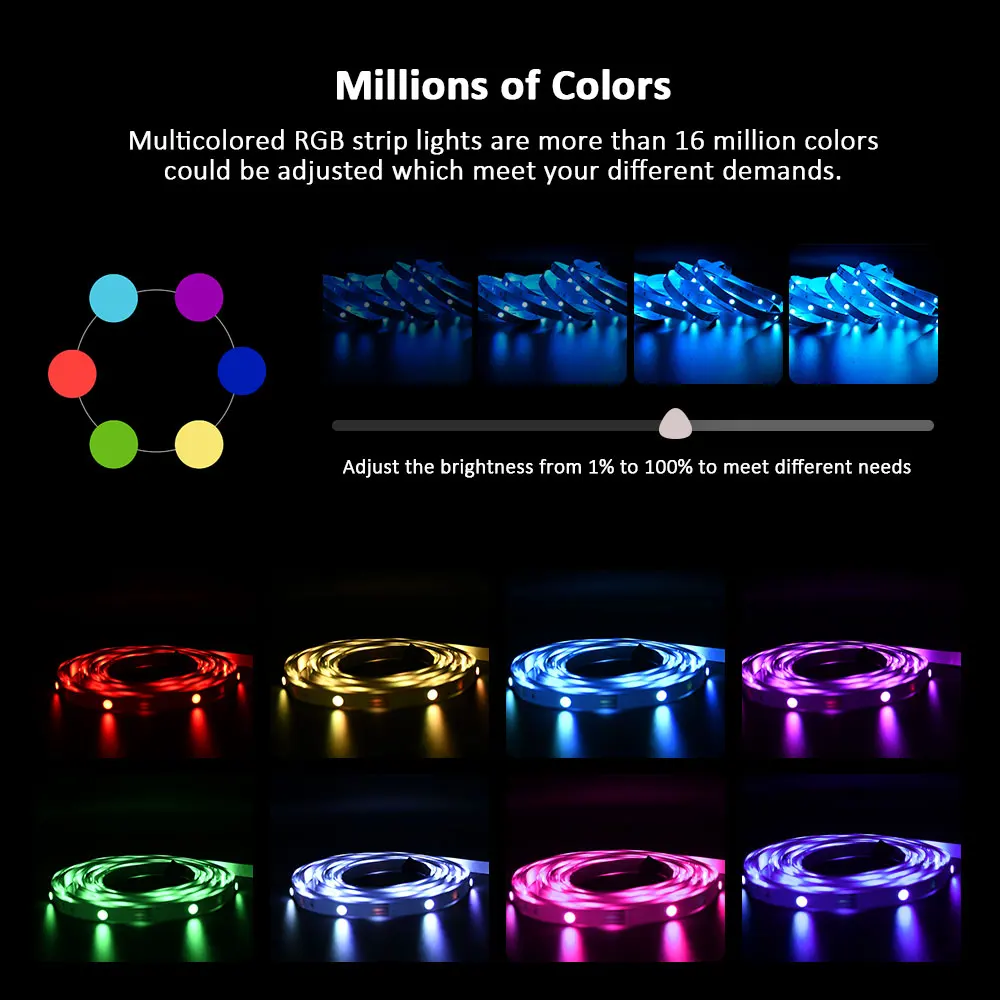 LED Strip Lights RGB 5050 ,5V 1M-5M,16 million colors, RGB , Led Strip Lighting Music Sync, Color Changing for Party Home 3