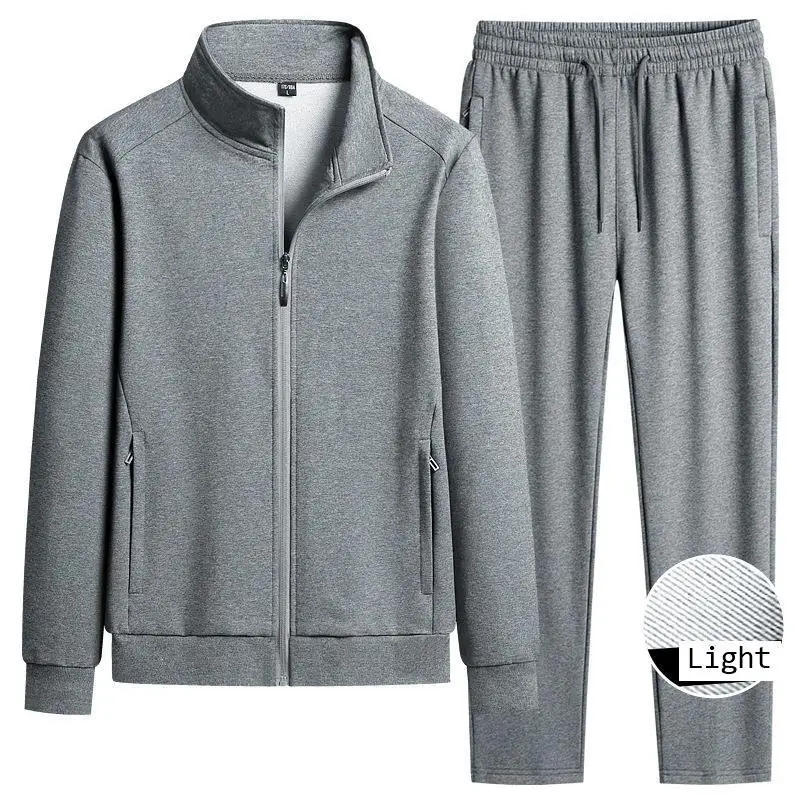 Spring Autumn Pure Cotton Stand Collar Sports Suit Set Thin Casual Workout  Men's Sweatshirt Jack And Pant Suit Two Piece Set view 5